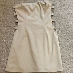 Peppermayo Strapless Beige Dress with Side Cutouts